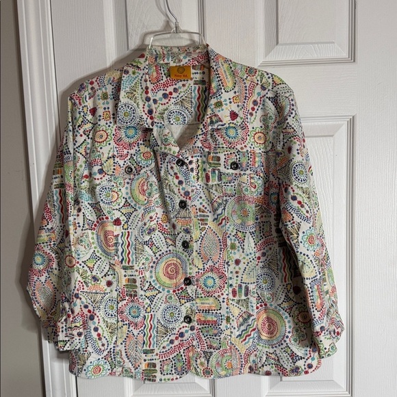 Ruby Rd. Jackets & Blazers - Ruby Rd | White & Multicolor Paisley Print Denim Jacket